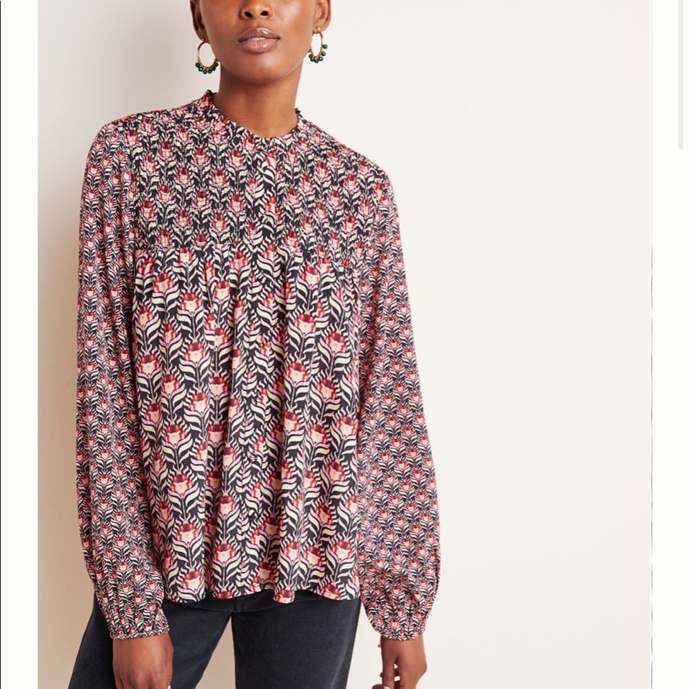 Anthropologie Denovo Jennifer Smocked Blouse Medium NWT